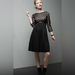 Eliza J Dot Mesh Bodice Fit & Flare Dress Black size 8